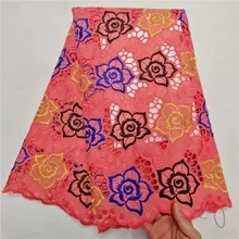 5 ярдов швейцарская кружевная ткань последняя Тяжелая вышитая бисером Африканская Хлопковая ткань швейцарская вуаль кружева популярный Дубай Стиль HL1022