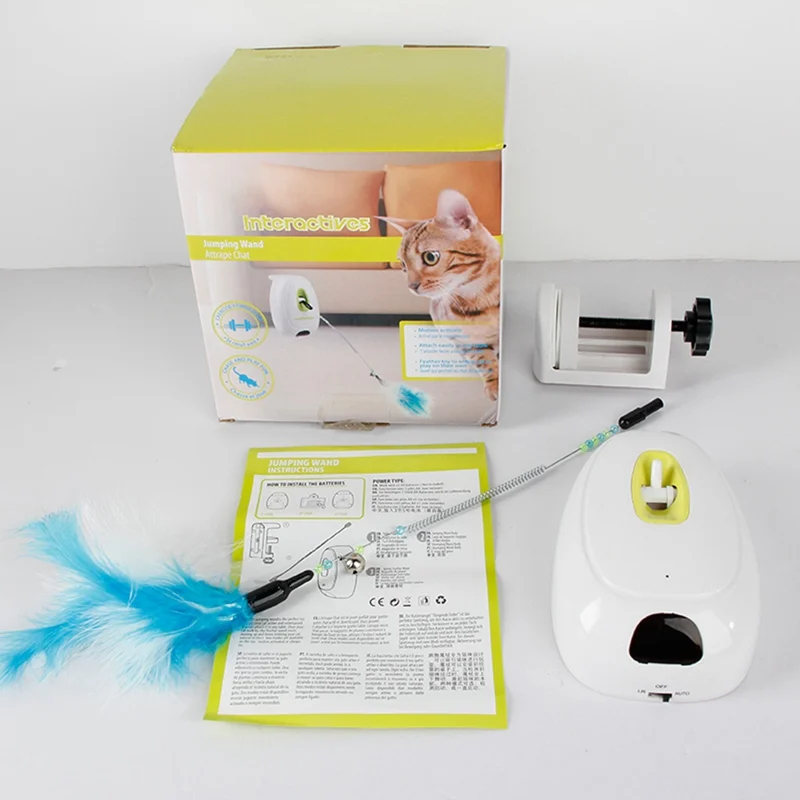 Кот интерактивные игрушки Кот автоматический Прорезыватель тренажер игрушки для котят со съемной игрушка с перьями для развлечений