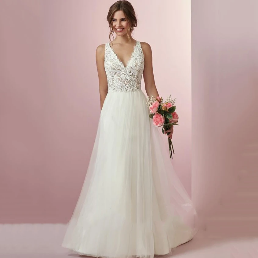 Thinyfull Vestido De Noiva пляжное свадебное платье бохо Свадебные платья с v образным