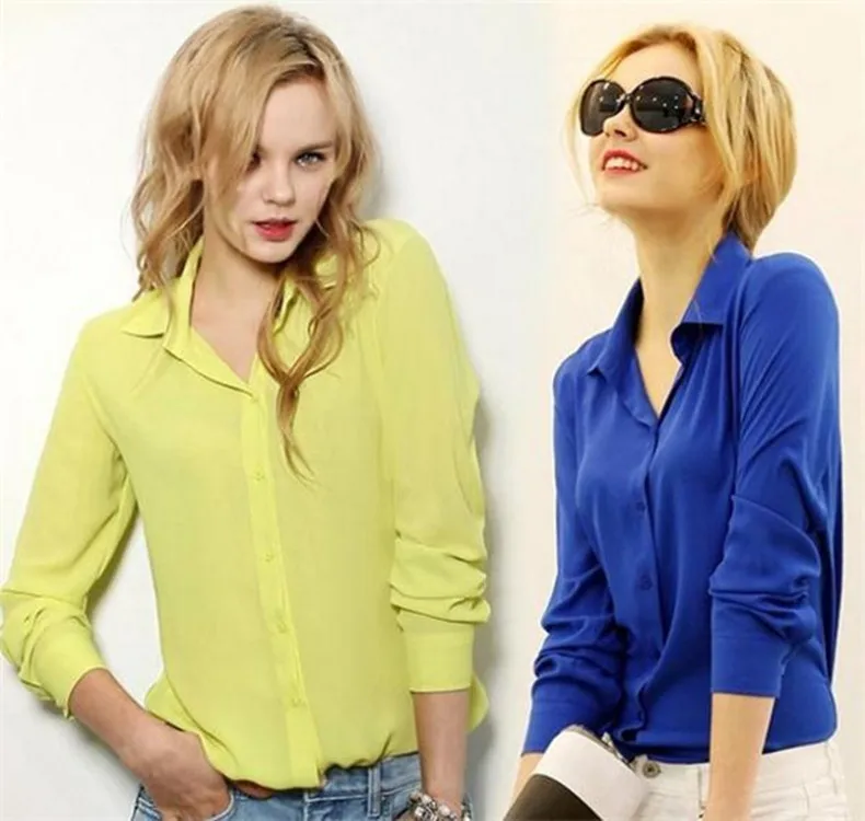 

Chic Solid Color Shirt Top Women's Large Size Chiffon Shirt Shirt Top Commuter Office Chiffon Shirt Shirt Top