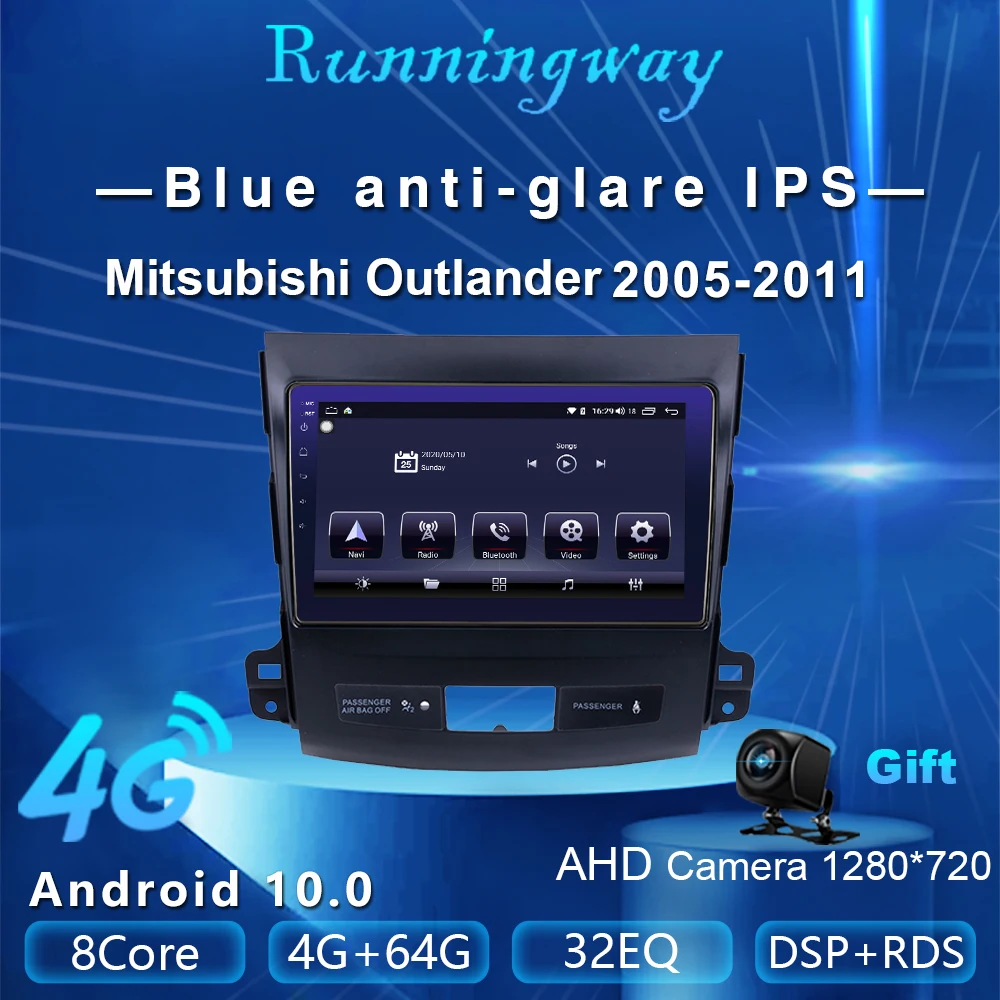 Runningway Android 2005 5G автомобильный DVD плеер для Mitsubishi Outlander 2 2011 4G + 64G автомобильное
