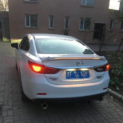 Для mazda 6 спойлер Atenza whit светодиодный светильник- украшение автомобиля цветной Задний Спойлер ABS Материал багажник хвост крыло
