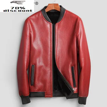 

Genuine Sheepskin Leather Jacket Men Natural Fur Wool Coat Winter Shearling Jacket Men Real Fur Bomber Jacket 02E88B