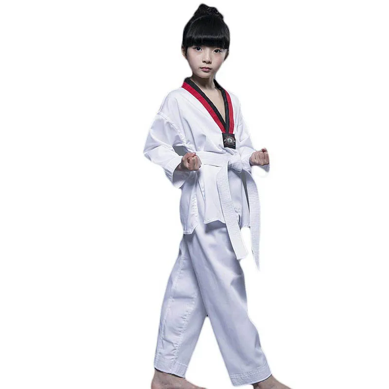 Taekwondo Clothing Karate Uniform For Adult Kids Student Beginners Kung Fu Clothes Martial Art Suits with Free Belt Black or Red (21)