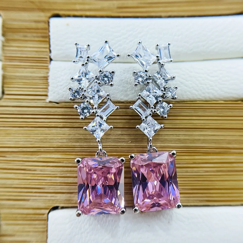 

Buyee 925 Sterling Silver Big Earring Light Crystal Long Earring for Women Luxury Fashion Wedding Fine Jewelry Earring