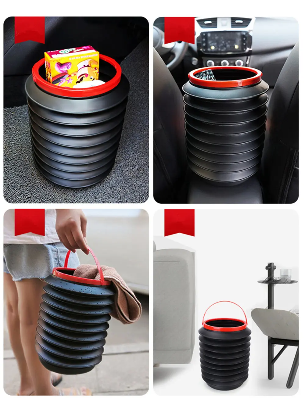 Car Folding barrel Trash Can for Touareg Phaeton Phideon Variant Touran Beetle T-Cross T-Roc Amarok Tarok MOIA CARAVELLE MULTIVA