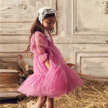 

Kids Tulle Dress for Girls Summer Children Chffion Mesh Frock Toddler Princess Drese Cotton Liner 2 3 4 5 8 Years Clothes