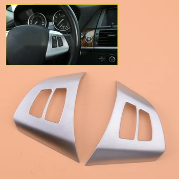 

beler 2Pcs Car ABS Steering Wheel Button Decor Frame Trim Accessories Fit for BMW X5 E70 2013 2012 2011 2010 2009 2008