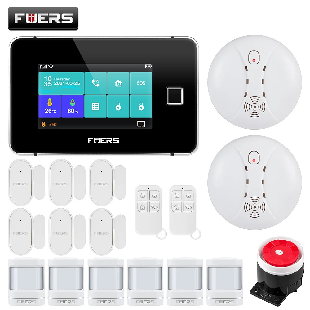 remote panic button Fuers 4.3 Inch TFT Screen Alarm WIFI GSM Smart Home Burglar Security Alarm System Tuya Smart Life APP Control Motion Sensor zigbee siren alarm Alarms & Sensors