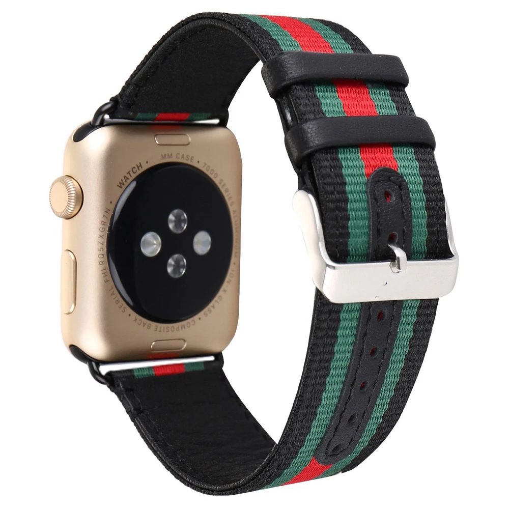 YHNUJM нейлоновый кожаный ремешок для Apple Watch Band 4 наручный ремень браслет ремешок для часов 40 мм 44 мм iwatch Series 4 Смарт-часы