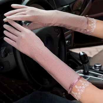 

Long Section Sunscreen Lace Gloves Women Summer Touch Screen Anti-UV Gloves Breathable Thin Exquisite Driving Elegant Gloves