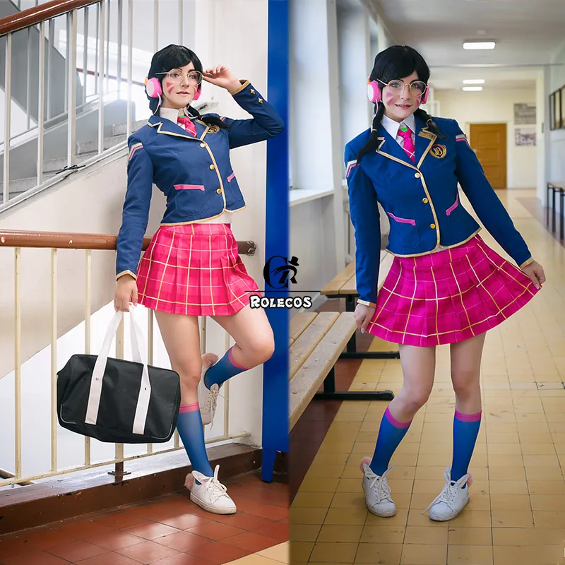 ROLECOS Game OW D. VA, косплей костюм, DVA, костюмы для косплея, Hana Song, школьная форма для девочек, женская одежда, рубашка, куртка, юбка
