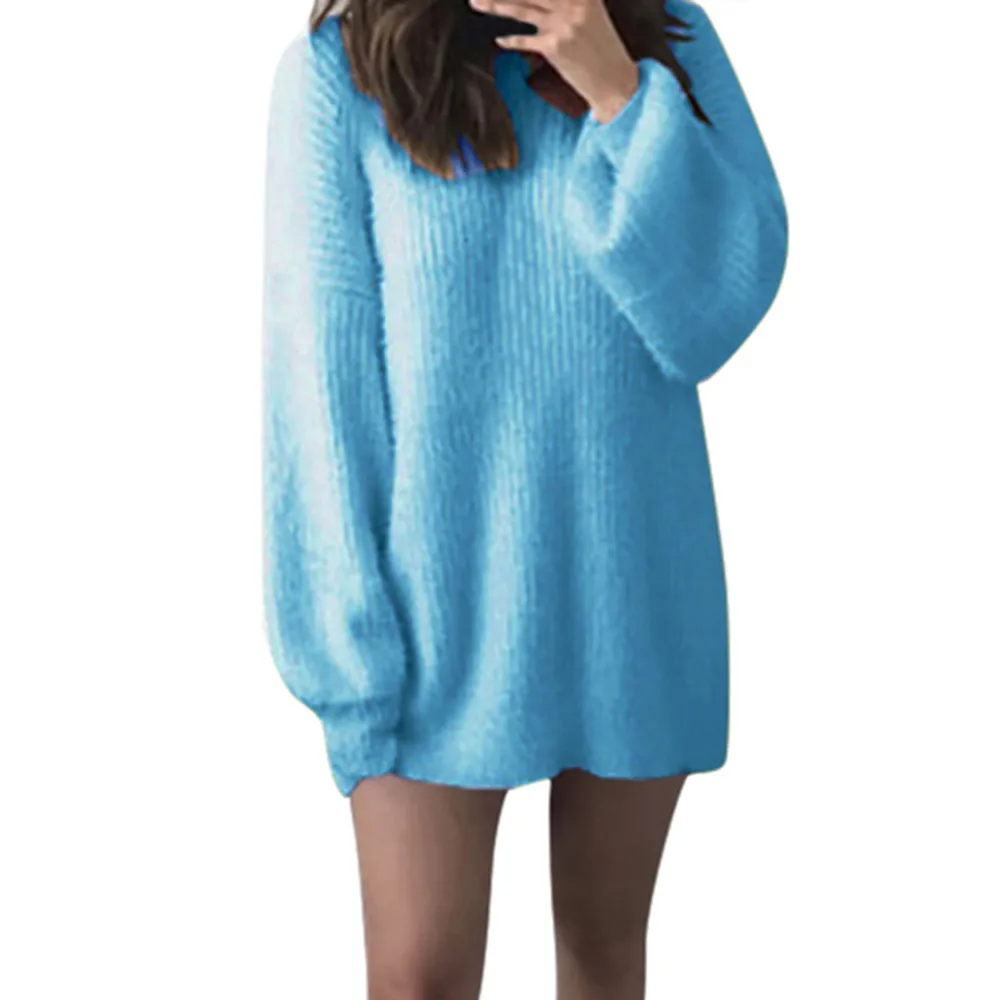 Женский свитер большого размера, новая втулка, круглый вырез, однотонный, Осень-зима, Модный повседневный, теплый, свободный, Удобный джемпер# S