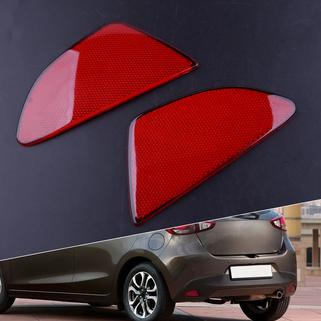 beler 1Pair Car Red Rear Fog Light Reflector ABS Fit For Mazda 2 Demio 5 Door Hatchback 2015 2016 2017 2018 | Автомобили и