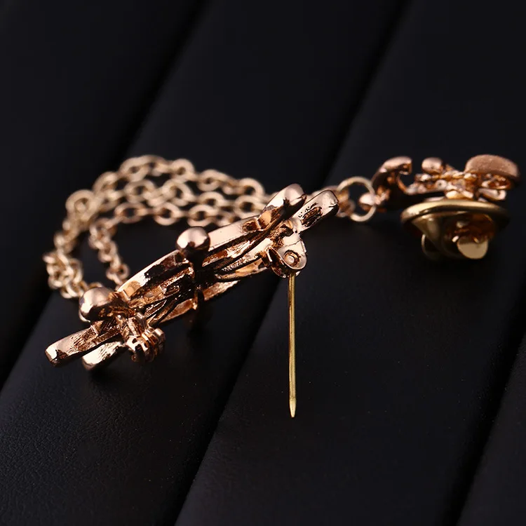 Z97 Korean-style Brooch Versatile Chain Rudder Collar Pin Creative-yi ling jia Bow Tie Suit Accessories Wholesale