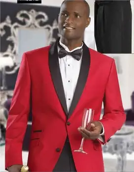 

Classice Design Red Men Suit GroomsmenBest Men Wedding Tuxedos Tailored Prom Party Suits Vestidos (Jacket+Pants+BowTie)