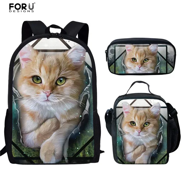 FORUDESIGNS/милые детские школьные сумки с рисунком кота; модные школьные сумки для мальчиков и девочек; сумки на плечо для подростков; Mochila - Цвет: HX665CGK