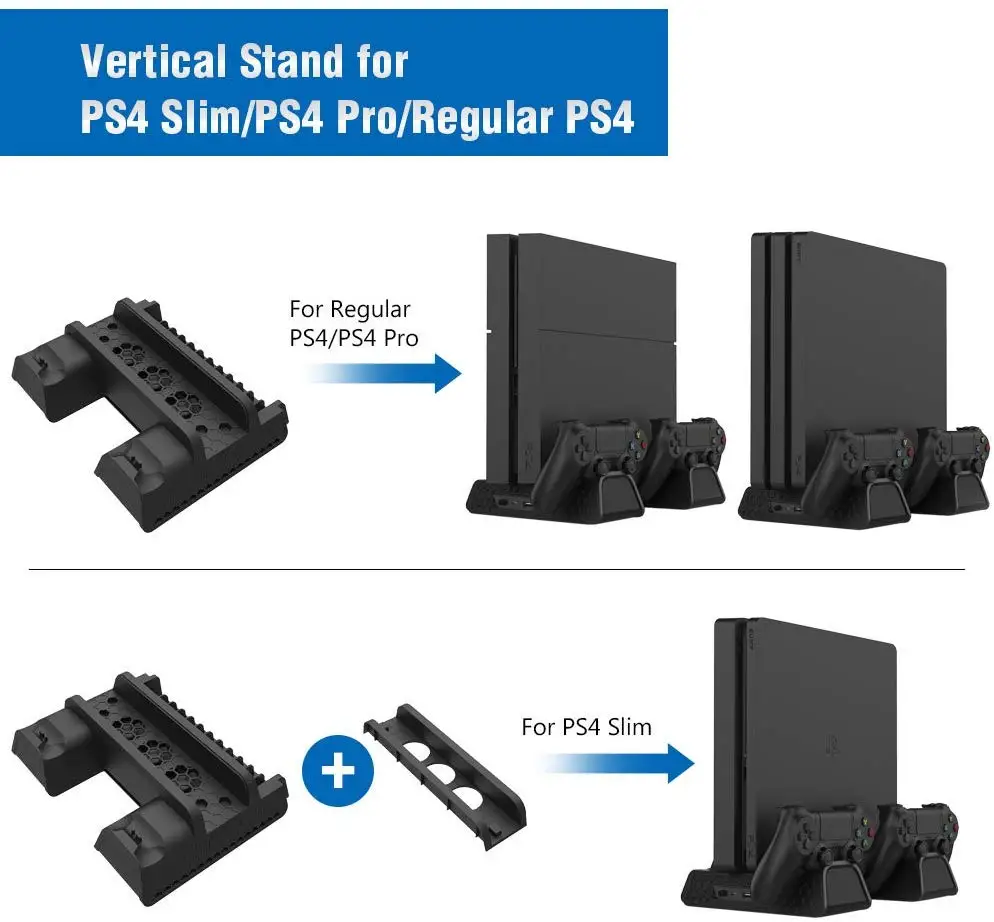 Док станция DOBE для PS4/PS4 Slim/PS4 Pro вертикальная охлаждающая подставка 12 игровых