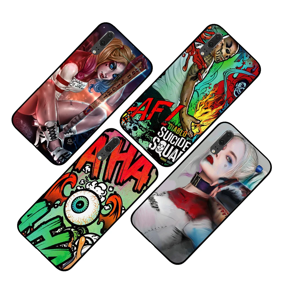 Харли Куинн самоубийцы Отряд Джокер Marvel DC Comic черный чехол для телефона huawei P30 P20 mate 10 20 Pro Lite Nova 3 4 3i чехол