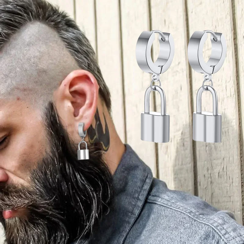 Висячие серьги для мужчин из нержавеющей стали металлик HUGGIE DROPEARRING украшения