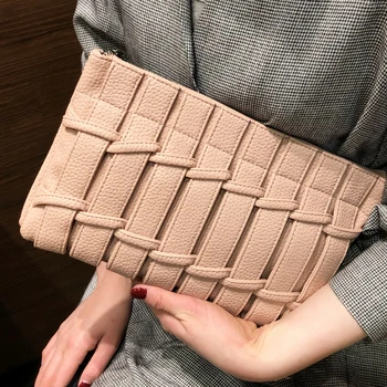 

Women Day Clutches PU Leather Envelope Knitting Messenger Bag Praty Evening Bag Handbags Purses
