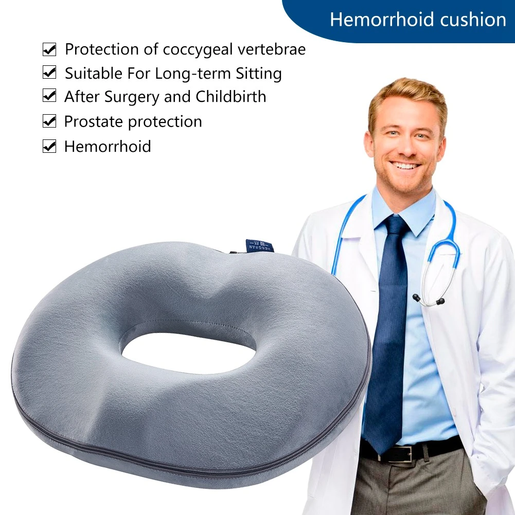 Donut Pillow Hemorrhoid Seat Cushion Orthopedic Memory Foam Contoured