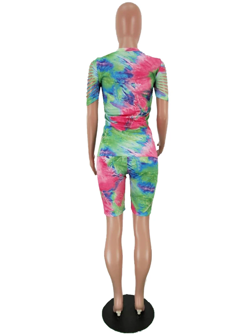 Комплект из двух предметов Adogirl с принтом Tie Dye футболка вырезами и коротким