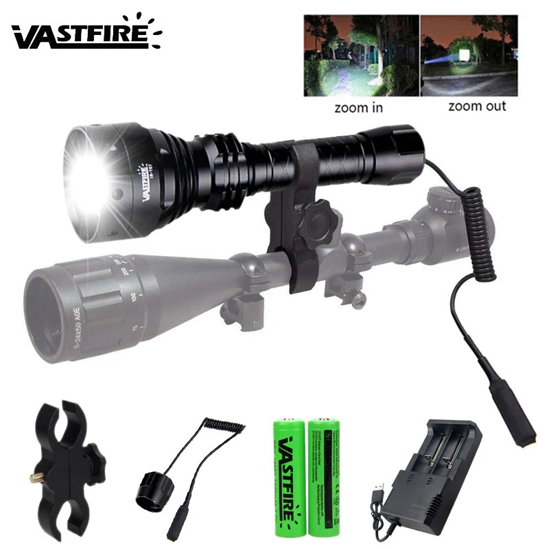 

T67 1300 Lumens LED Tactical Flashlight Ultra Bright USB Rechargeable Waterproof Scout light Torch Hunting light 1 Modes by 1*18