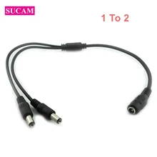 

20 Pieces/Lot 5.5*2.1mm 1 Female to 2 Male DC Power Splitter Connector Plug extension Cable for CCTV LED strip light Supply