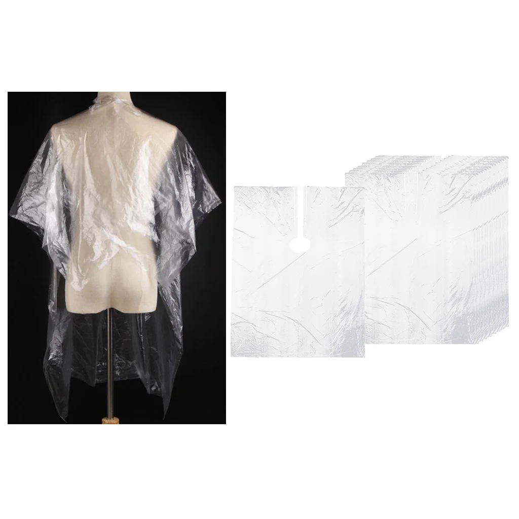 Kit of 50pcs Disposable Plastic Hairdressing Salon Blouse Cutting Cape Kit haircut cape hairdressing cape