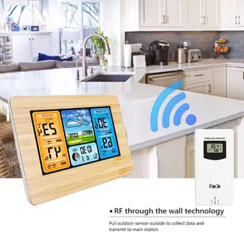 

Color Screen Weather Forecast Clock 3373 Electric Wave Clock Electronic Alarm Clock RF Wireless Weather Clock Perpetual Calendar