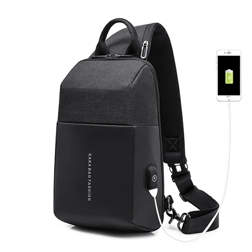 Мужская нагрудная Сумка Многофункциональная зарядка через usb 7,9 дюймов ipad Противоугонная сумка через плечо для мужчин Модная Повседневная сумка на плечо Новинка - Цвет: black