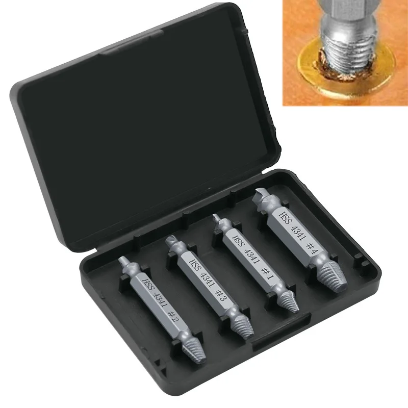 

4 Pcs Screwdriver Extractor Broken Wire High-speed Steel Thread Anti Silk Screw Driver Impact Driver Bits Removal Tool