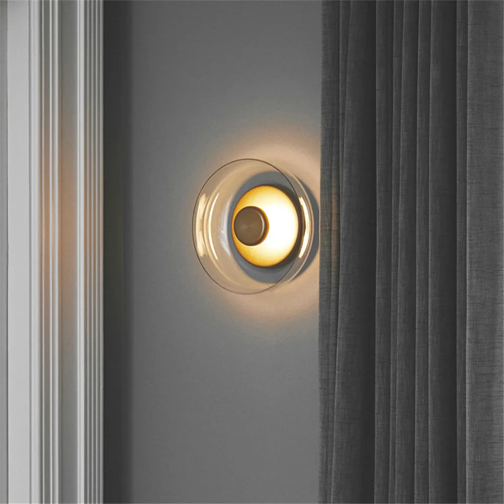 Nordic Design Modern LED Wall Light Loft Decor Sconce Wall Lights Iron Glass Round Bedside Wall Lamp Home Lighting Luminaire (15)