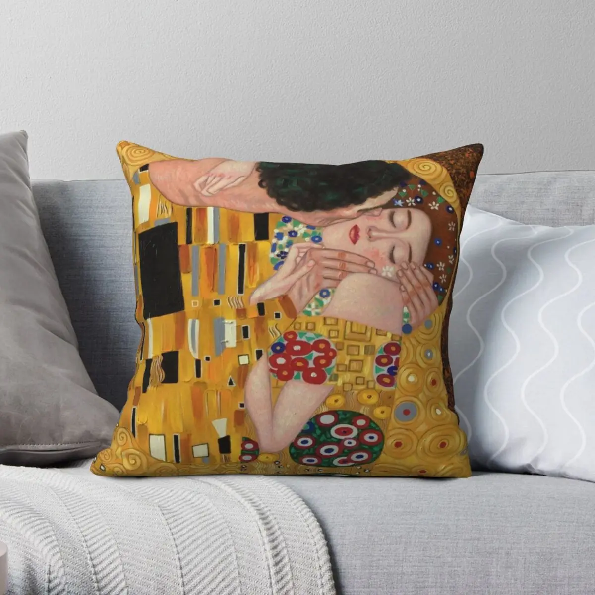 

Gustav Klimt The Kiss Pillowcase Polyester Linen Velvet Pattern Zip Decor Throw Pillow Case Home Cushion Cover
