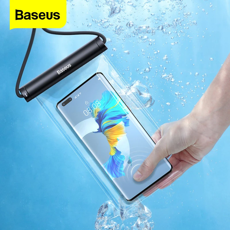 Baseus Waterproof Phone Case for iPhone 13 12 Pro Max Samsung Xiaomi Poco Swim Water Proof Phone Bag Universal Protection Cover iphone pouch with strap