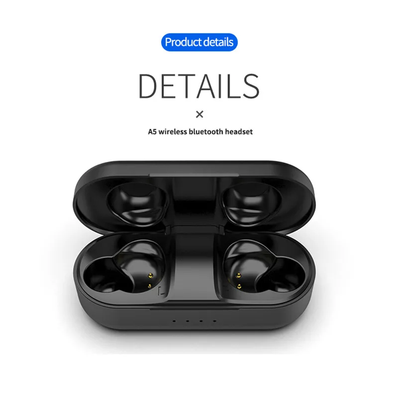 TWS A5 V5.0 Bluetooth наушники, беспроводная гарнитура с сенсорным управлением, свободные руки, спортивные наушники, шумоподавление, игровые наушники