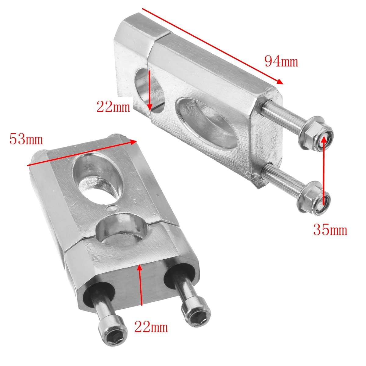 

Hot Sale 1 Pair 7/8" 22mm Silver Aluminum Alloy Handlebar Clamp Riser Mount Fit 110cc 125cc Dirt Pit Bike ATV