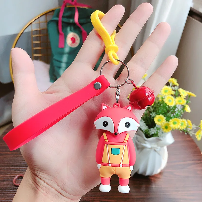 New Cartoon Keychain Silicone Bib Animal Toy Doll Bear Car Ring Chain Bag Pendant Student Gift