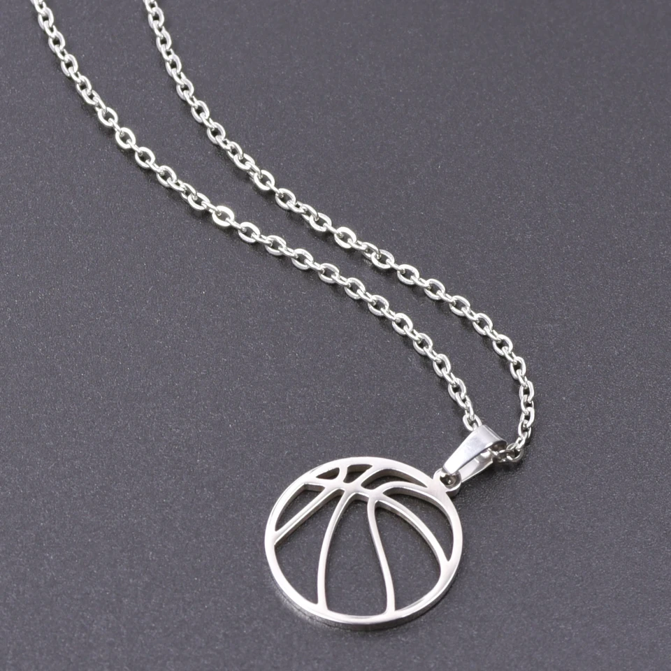 VASSAGO Collana cava da pallavolo in acciaio inox Love Basketball collana minimalista gioielli sportivi catena clavicola regali per ragazze adolescenti ragazzi