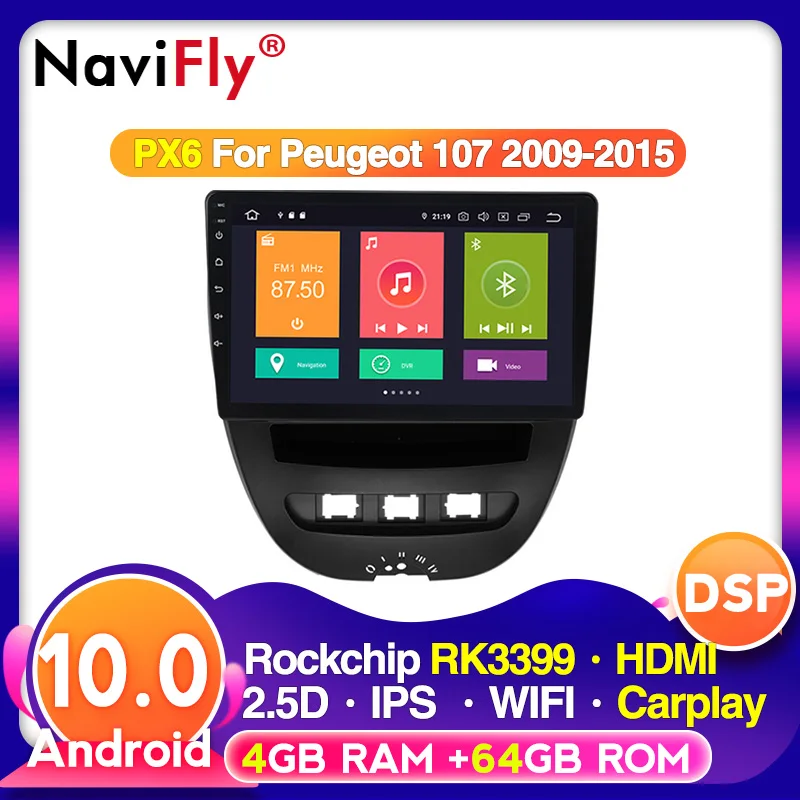 4G IPS DSP Android 10 автомобильный радиоприемник мультимедийный плеер для Citroen C1 Toyota Aygo