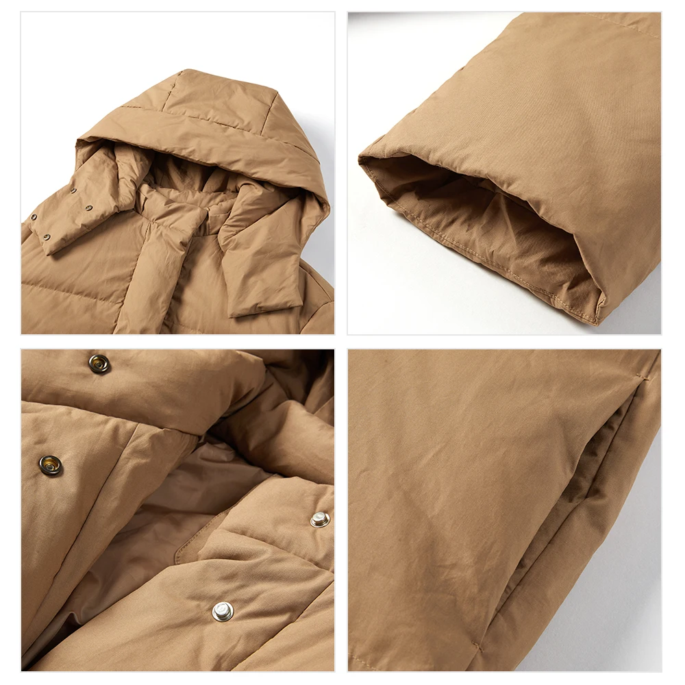 YAYA Women's Duck Down Jacket Winter Long Over-The