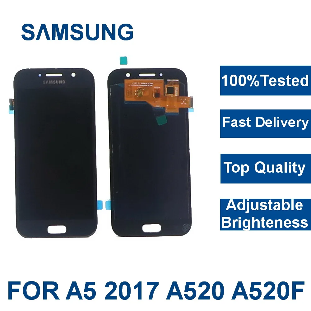 

100%Tested For Samsung Galaxy A5 2017 A520 A520F SM-A520F LCD Display Touch Digitizer Screen Assembly Replacement With Frame