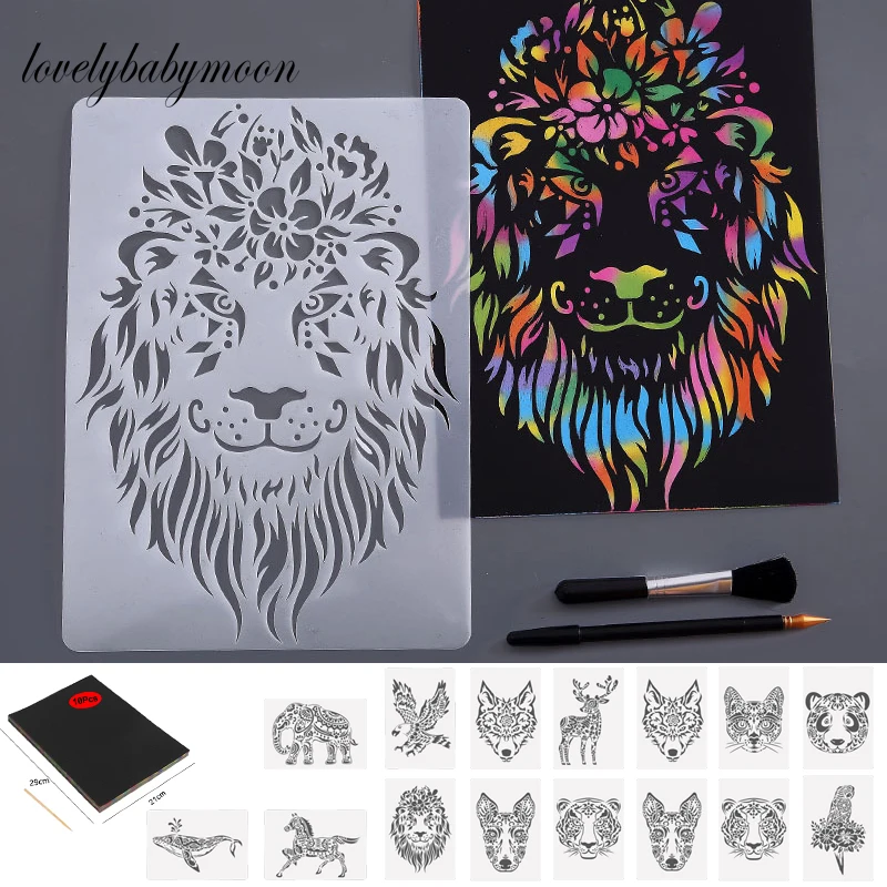 Art Animals Magic Scratch Art Doodle Pad Sand Painting Cards Early  Educational Learning Creative Drawing Toys Kids