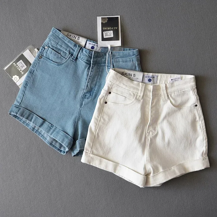 

Europe And America WOMEN'S Dress High-waisted Crimping Denim Shorts Women's 2020 Summer New Style Slim Fit Sheath Women's Hot Pa