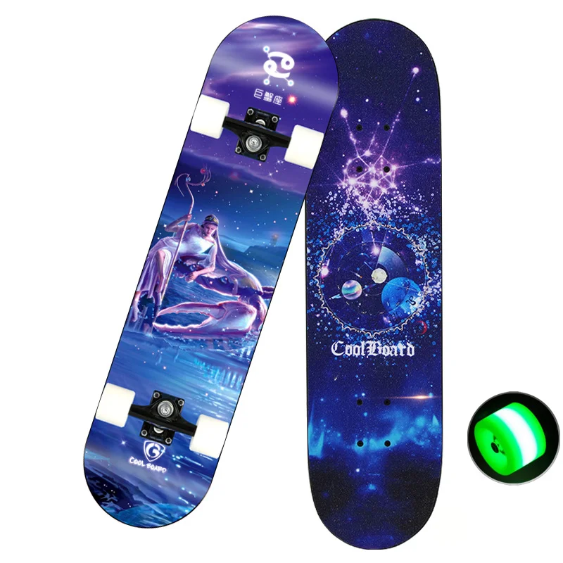 

Skateboard Longboard Adult Children Girl 78cm Skate Board Printed Aluminium Truck Maple Deck Patins Grip Tape Russina Maple Wood