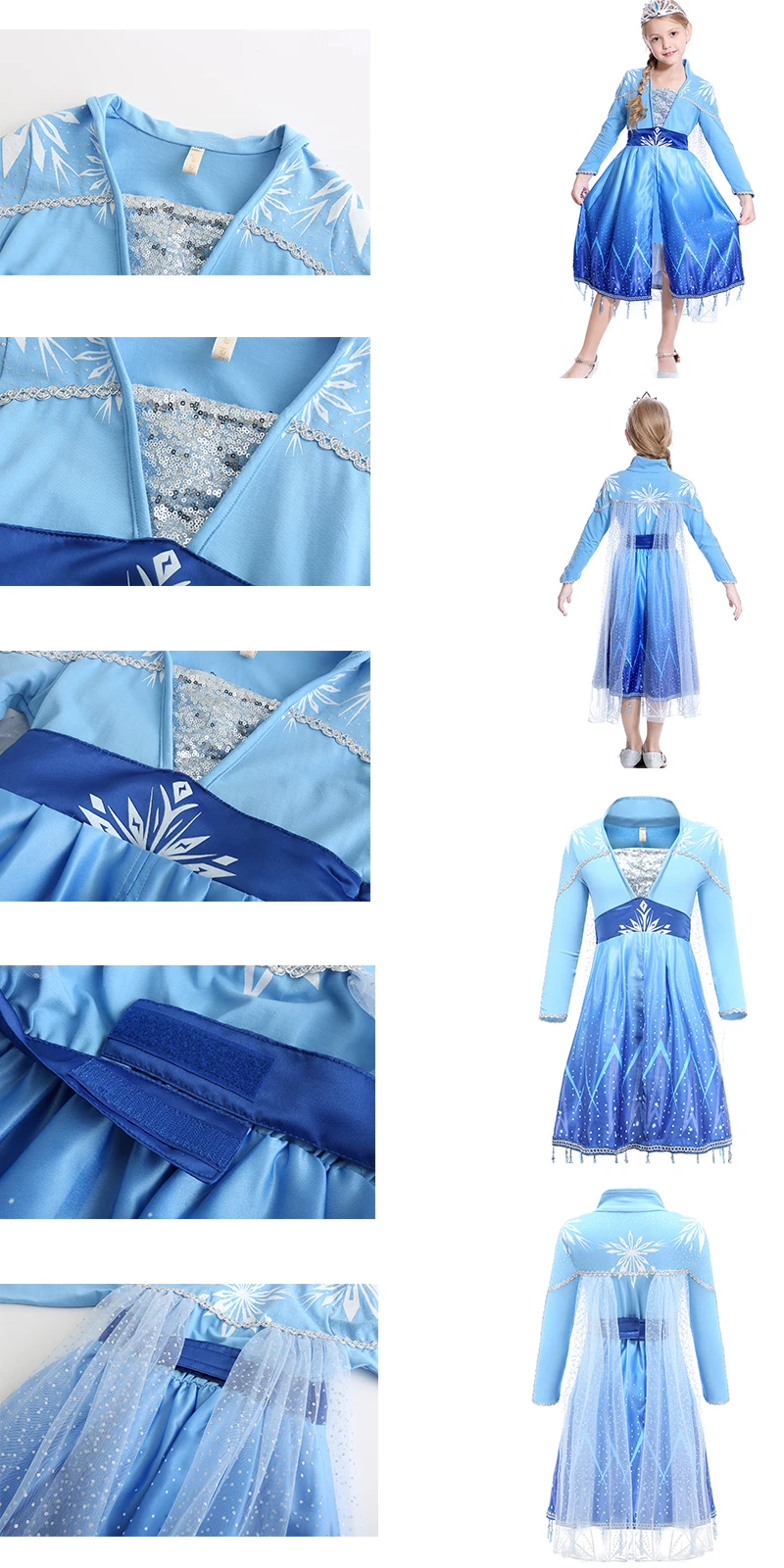 Карнавальный костюм Снежной Королевы для девочек; платье принцессы Эльзы для нового года; детское праздничное пальто Эльзы; Карнавальный костюм для девочек; детская одежда