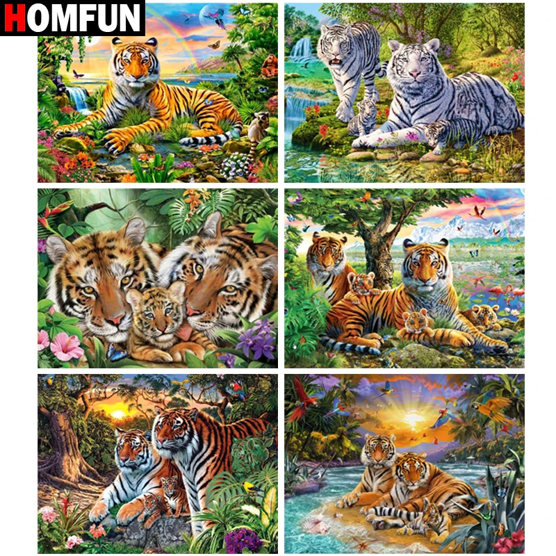 HOMFUN Diy 5d алмазная живопись &quotдетские брюки с тигровым анимальным family (Я люблю