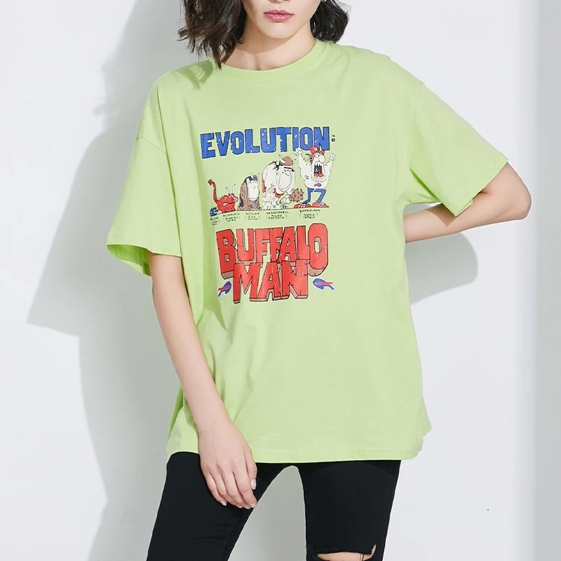 2020 Korean trend one size T-shirt plus size women's fashion clothes women's anime diffuse green street clothing