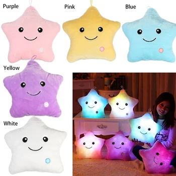 

Kfckey Romantic 7 Color Changing LED Light Cute Star Glowing Soft Pillow Cushion Toy Gift